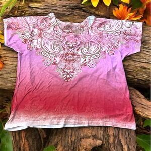 Style & Co. Sport Women's 1X Multicolor Floral Short Sleeve Top Casual T-Shirt